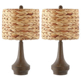 Theodore 21" Rustic Farmhouse Handwoven Rattan/Resin LED Table Lamp - JONATHAN Y