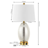 Reese Contemporary Style Iron/Glass LED Table Lamp with USB Charging Port - JONATHAN Y