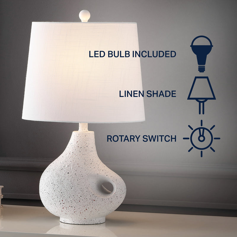 Charlotte 24" Minimalist Designer Iron/Resin Oval Shade LED Table Lamp - JONATHAN Y