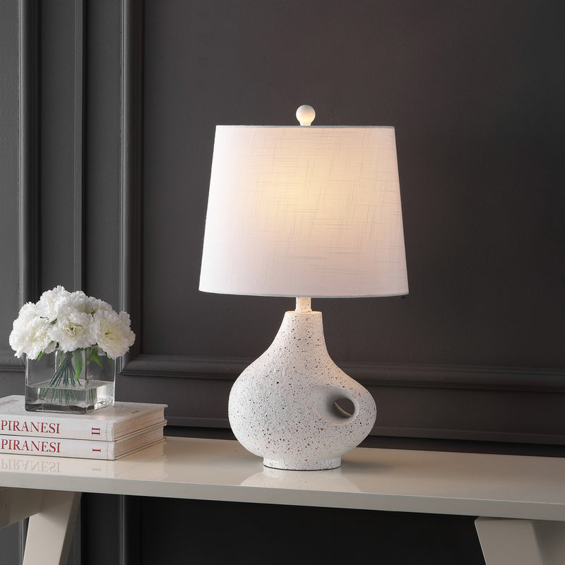 Charlotte 24" Minimalist Designer Iron/Resin Oval Shade LED Table Lamp - JONATHAN Y