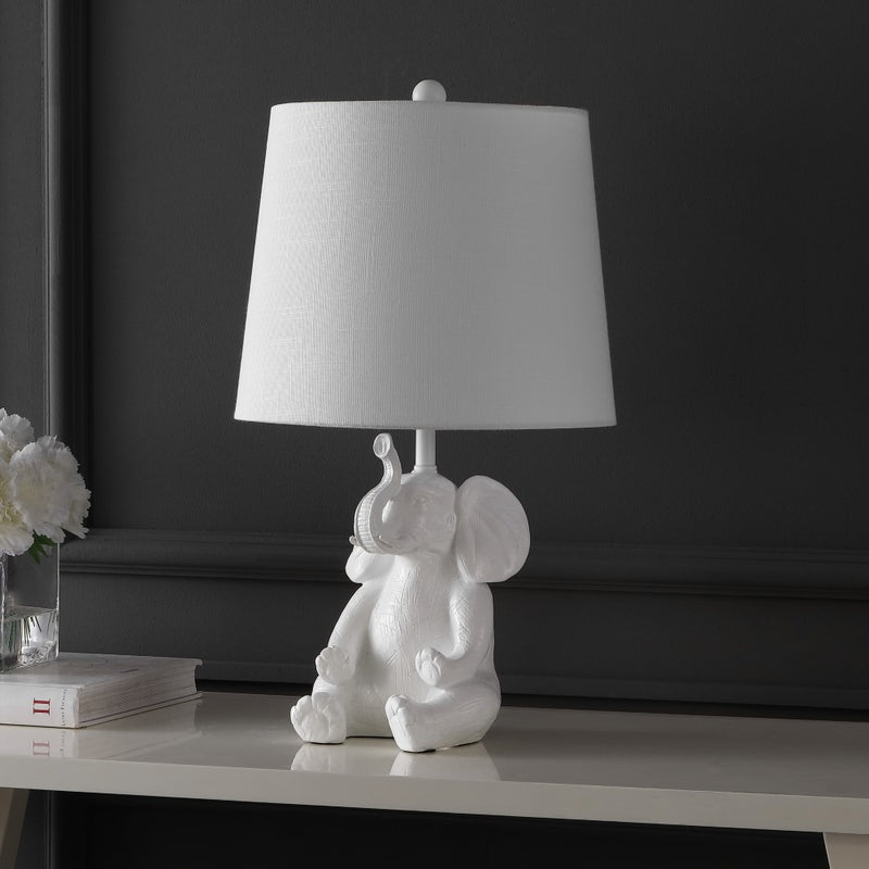 Kairi 21" Modern Shabby Chic Resin/Iron Happy Elephant LED Kids' Table Lamp with Phone Stand - JONATHAN Y