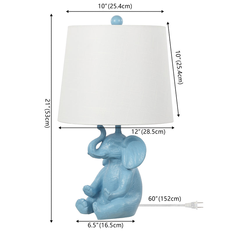 Kairi 21" Modern Shabby Chic Resin/Iron Happy Elephant LED Kids' Table Lamp with Phone Stand - JONATHAN Y