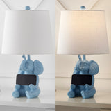 Kairi 21" Modern Shabby Chic Resin/Iron Happy Elephant LED Kids' Table Lamp with Phone Stand - JONATHAN Y