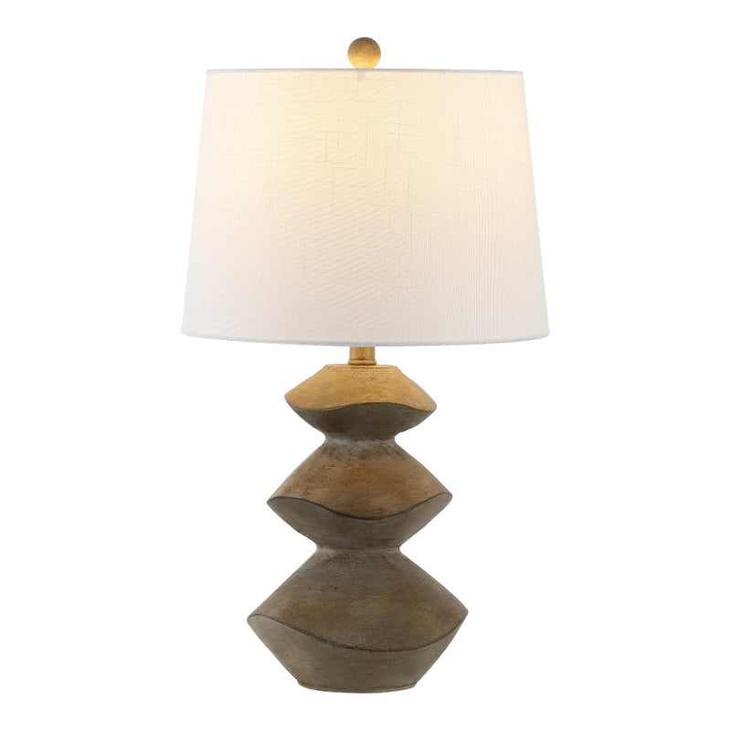 Laken Minimalist Coastal Resin/Iron 3-Stack Cairn LED Table Lamp - JONATHAN Y