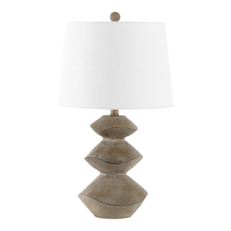 Laken Minimalist Coastal Resin/Iron 3-Stack Cairn LED Table Lamp - JONATHAN Y