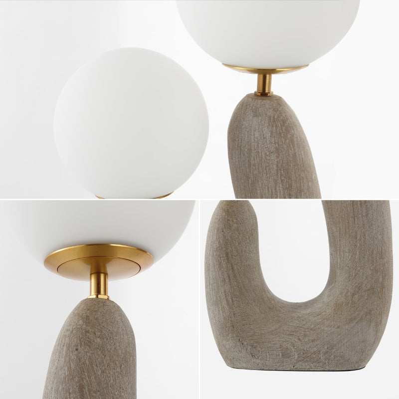 Oona 18" 2-Light Mid-Century Scandinavian Resin/Iron/Frosted Glass Cactus LED Table Lamp - JONATHAN Y
