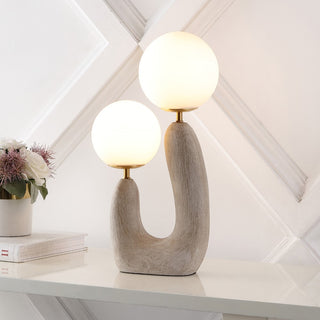 Oona 18" 2-Light Mid-Century Scandinavian Resin/Iron/Frosted Glass Cactus LED Table Lamp - JONATHAN Y