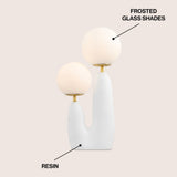 Oda 17.75" 2-Light Modern Bohemian Resin/Iron/Frosted Glass Danish Cactus LED Table Lamp - JONATHAN Y