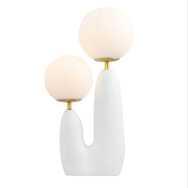 Oda 17.75" 2-Light Modern Bohemian Resin/Iron/Frosted Glass Danish Cactus LED Table Lamp - JONATHAN Y