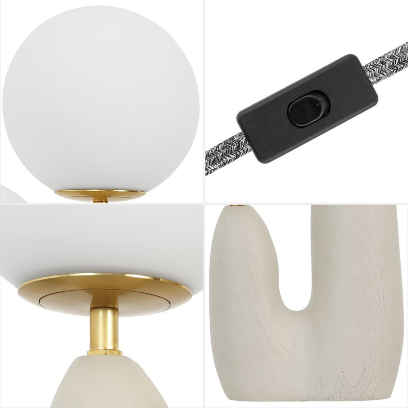 Oda 17.75" 2-Light Modern Bohemian Resin/Iron/Frosted Glass Danish Cactus LED Table Lamp - JONATHAN Y