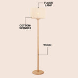 Maryna 59.5 in. Minimalist Modern Teahouse Wood with Ribbed Cocoon Pumpkin Shade LED Floor Lamp