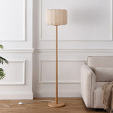 Maryna 59.5 in. Minimalist Modern Teahouse Wood with Ribbed Cocoon Pumpkin Shade LED Floor Lamp