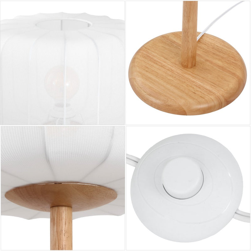 Maryna 59.5 in. Minimalist Modern Teahouse Wood with Ribbed Cocoon Pumpkin Shade LED Floor Lamp