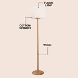Maryna 59.5 in. Minimalist Modern Teahouse Wood with Ribbed Cocoon Pumpkin Shade LED Floor Lamp