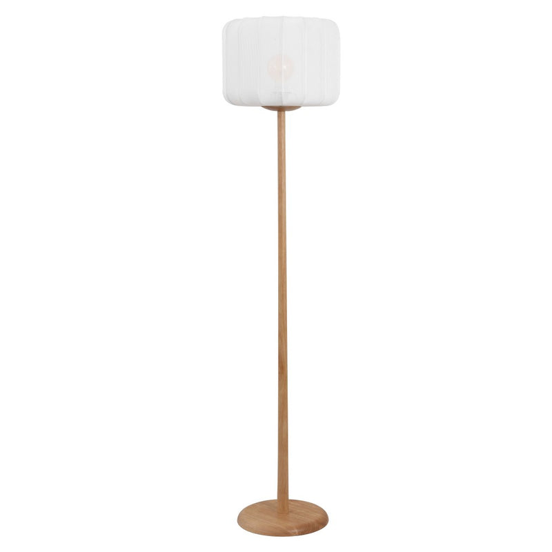 Maryna 59.5 in. Minimalist Modern Teahouse Wood with Ribbed Cocoon Pumpkin Shade LED Floor Lamp