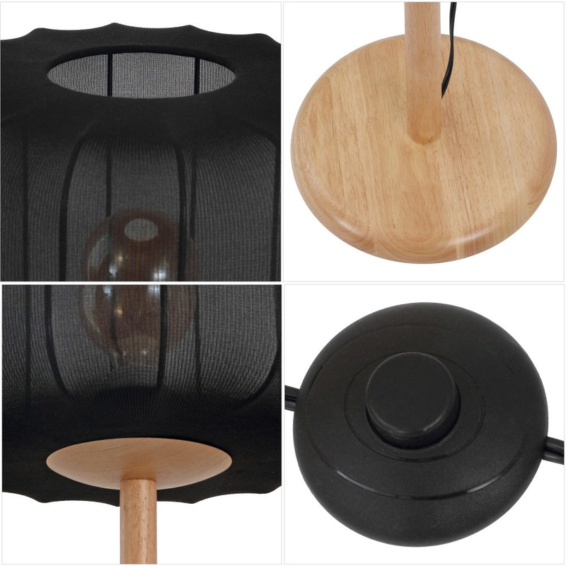Maryna 59.5 in. Minimalist Modern Teahouse Wood with Ribbed Cocoon Pumpkin Shade LED Floor Lamp