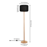Maryna 59.5 in. Minimalist Modern Teahouse Wood with Ribbed Cocoon Pumpkin Shade LED Floor Lamp