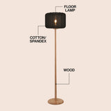 Maryna 59.5 in. Minimalist Modern Teahouse Wood with Ribbed Cocoon Pumpkin Shade LED Floor Lamp