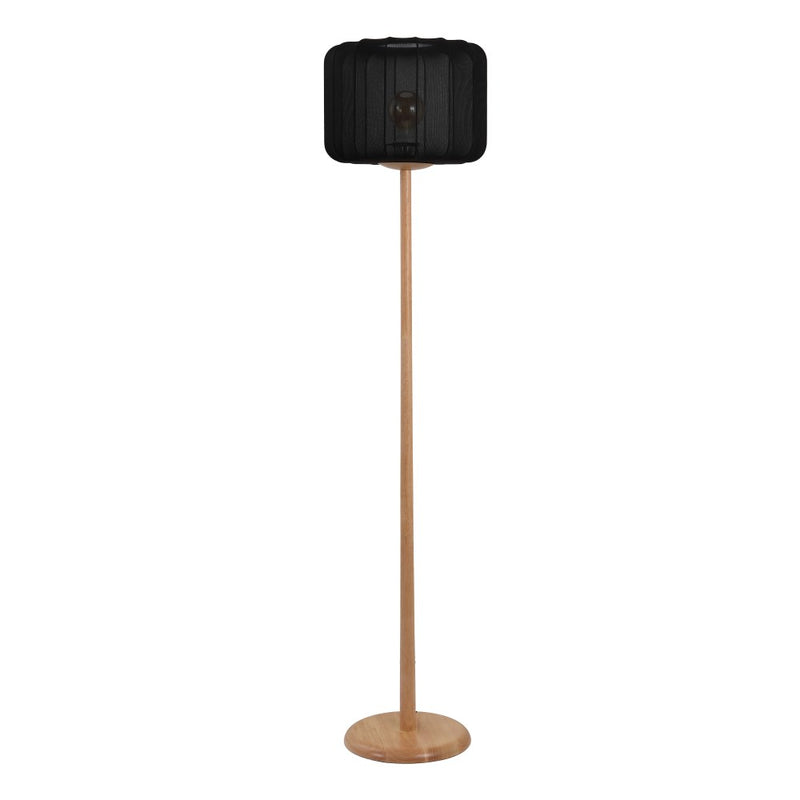 Maryna 59.5 in. Minimalist Modern Teahouse Wood with Ribbed Cocoon Pumpkin Shade LED Floor Lamp