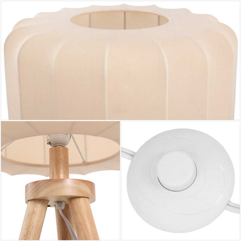 Adriel 52" Mid-Century Modern Tripod Wood with Ribbed Cocoon Pumpkin Shade LED Floor Lamp