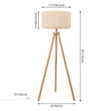 Adriel 52" Mid-Century Modern Tripod Wood with Ribbed Cocoon Pumpkin Shade LED Floor Lamp