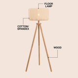 Adriel 52" Mid-Century Modern Tripod Wood with Ribbed Cocoon Pumpkin Shade LED Floor Lamp