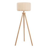 Adriel 52" Mid-Century Modern Tripod Wood with Ribbed Cocoon Pumpkin Shade LED Floor Lamp