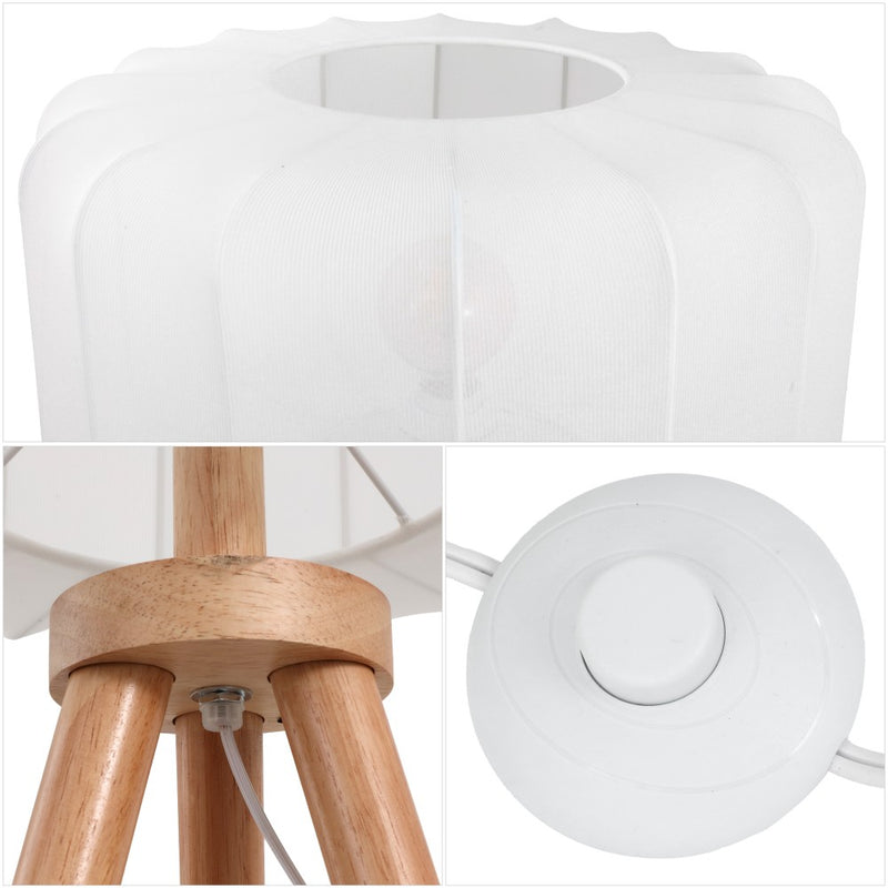 Adriel 52" Mid-Century Modern Tripod Wood with Ribbed Cocoon Pumpkin Shade LED Floor Lamp