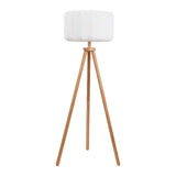 Adriel 52" Mid-Century Modern Tripod Wood with Ribbed Cocoon Pumpkin Shade LED Floor Lamp