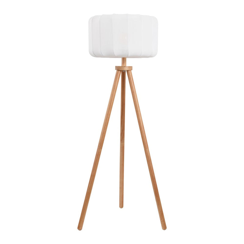 Adriel 52" Mid-Century Modern Tripod Wood with Ribbed Cocoon Pumpkin Shade LED Floor Lamp
