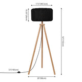 Adriel 52" Mid-Century Modern Tripod Wood with Ribbed Cocoon Pumpkin Shade LED Floor Lamp