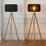 Adriel 52" Mid-Century Modern Tripod Wood with Ribbed Cocoon Pumpkin Shade LED Floor Lamp