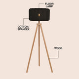 Adriel 52" Mid-Century Modern Tripod Wood with Ribbed Cocoon Pumpkin Shade LED Floor Lamp
