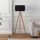 Adriel 52" Mid-Century Modern Tripod Wood with Ribbed Cocoon Pumpkin Shade LED Floor Lamp
