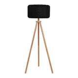 Adriel 52" Mid-Century Modern Tripod Wood with Ribbed Cocoon Pumpkin Shade LED Floor Lamp
