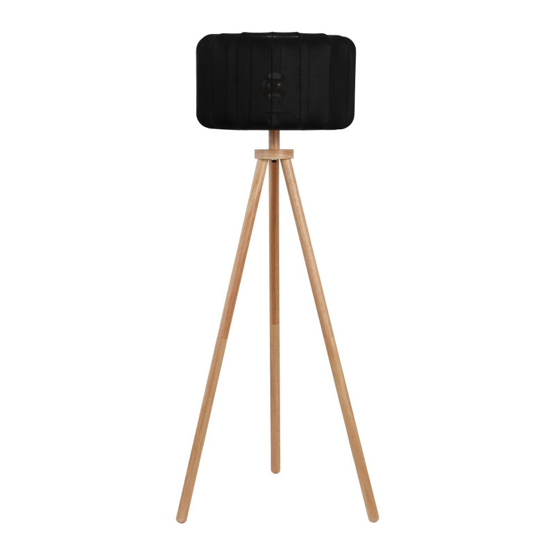 Adriel 52" Mid-Century Modern Tripod Wood with Ribbed Cocoon Pumpkin Shade LED Floor Lamp
