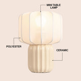 Leola 10 in. Modern Contemporary Ceramic Fluted Mini with Ribbed Cocoon Pumpkin Shade LED Table Lamp
