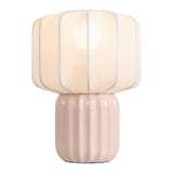 Leola 10 in. Modern Contemporary Ceramic Fluted Mini with Ribbed Cocoon Pumpkin Shade LED Table Lamp