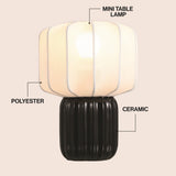 Leola 10 in. Modern Contemporary Ceramic Fluted Mini with Ribbed Cocoon Pumpkin Shade LED Table Lamp