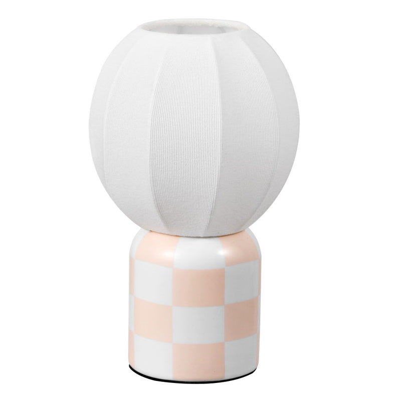 Valarie 10.25" Contemporary Modern Checkerboard Ceramic with Ribbed Cocoon Globe Shade LED Mini Table Lamp