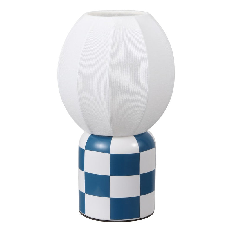Valarie 10.25" Contemporary Modern Checkerboard Ceramic with Ribbed Cocoon Globe Shade LED Mini Table Lamp