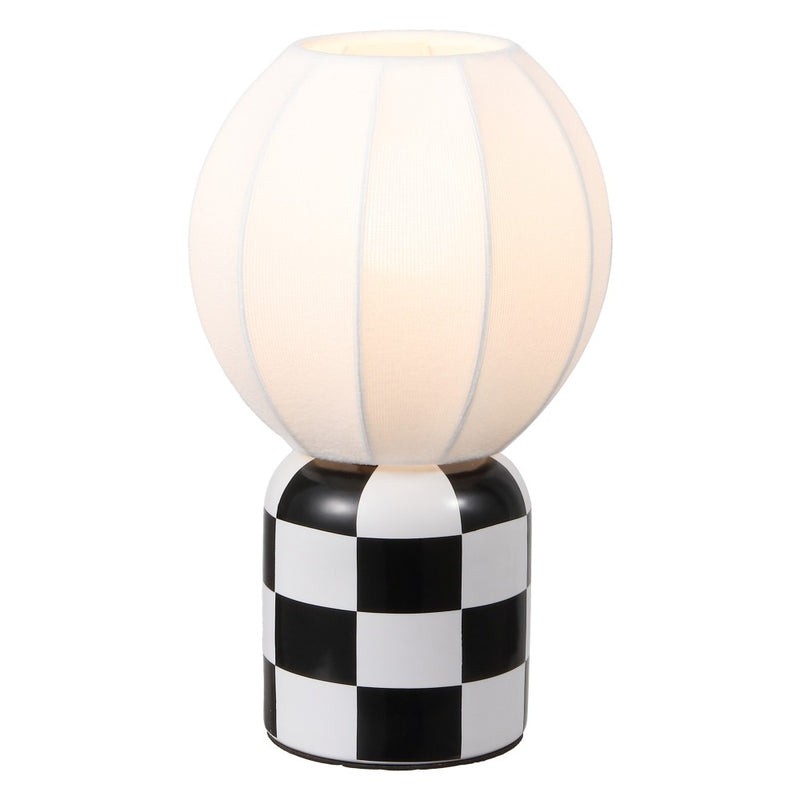 Valarie 10.25" Contemporary Modern Checkerboard Ceramic with Ribbed Cocoon Globe Shade LED Mini Table Lamp