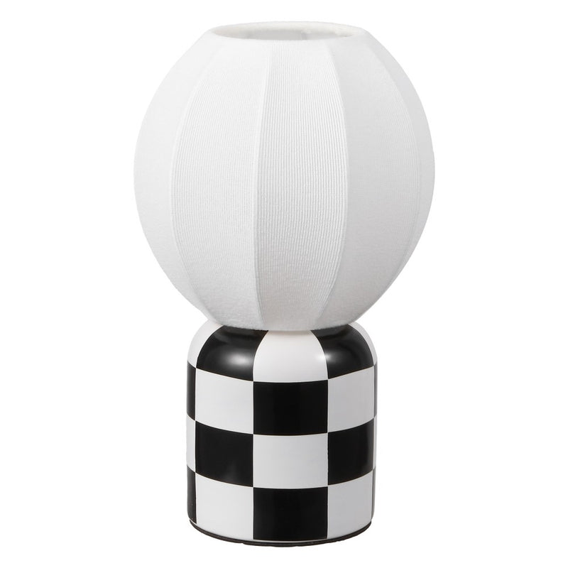 Valarie 10.25" Contemporary Modern Checkerboard Ceramic with Ribbed Cocoon Globe Shade LED Mini Table Lamp