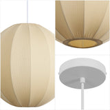 Sia 16" 1-Light Scandinavian Japandi Adjustable Lantern Metal with Ribbed Cocoon Globe Shade LED Pendant