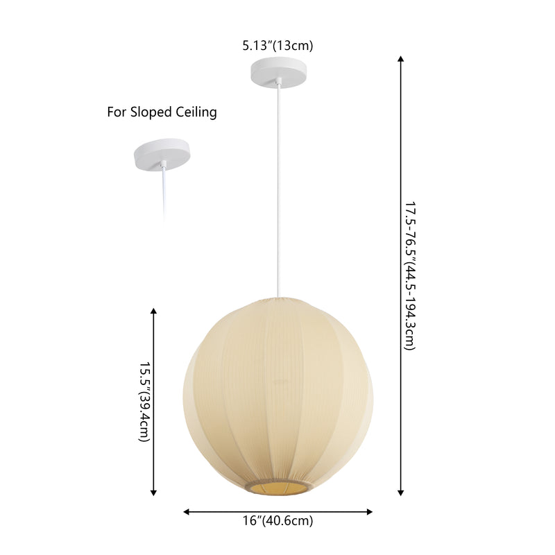 Sia 16" 1-Light Scandinavian Japandi Adjustable Lantern Metal with Ribbed Cocoon Globe Shade LED Pendant