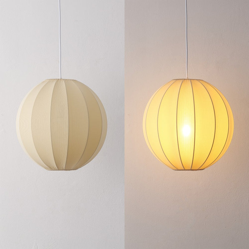 Sia 16" 1-Light Scandinavian Japandi Adjustable Lantern Metal with Ribbed Cocoon Globe Shade LED Pendant