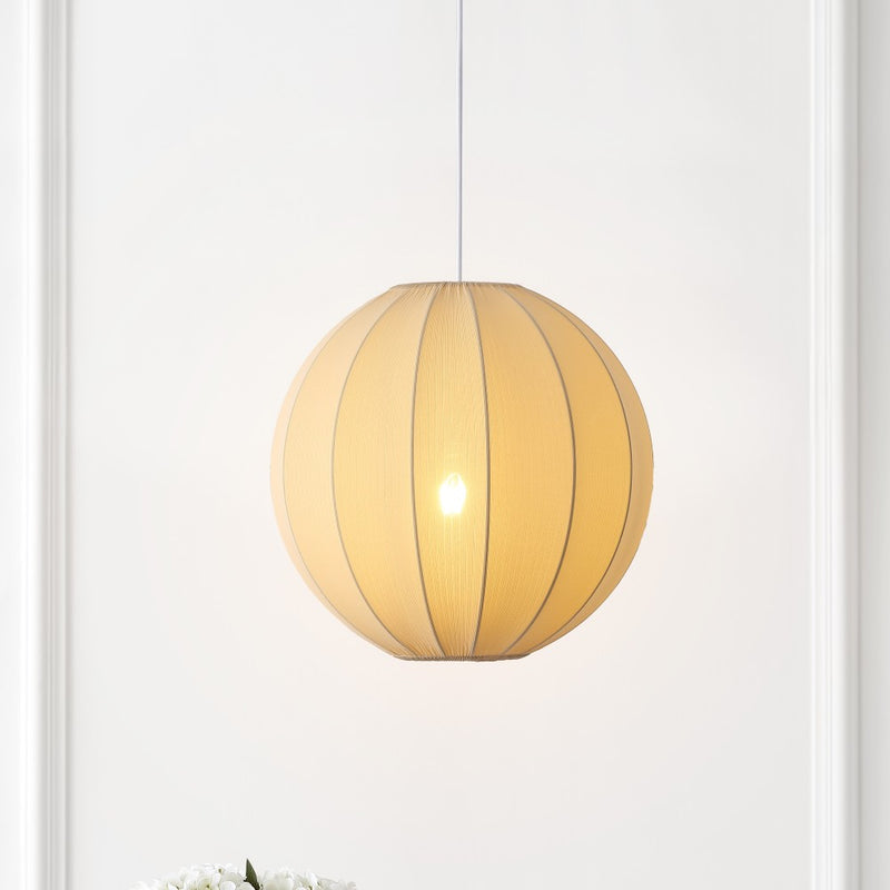 Sia 16" 1-Light Scandinavian Japandi Adjustable Lantern Metal with Ribbed Cocoon Globe Shade LED Pendant
