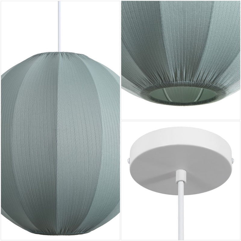 Sia 16" 1-Light Scandinavian Japandi Adjustable Lantern Metal with Ribbed Cocoon Globe Shade LED Pendant
