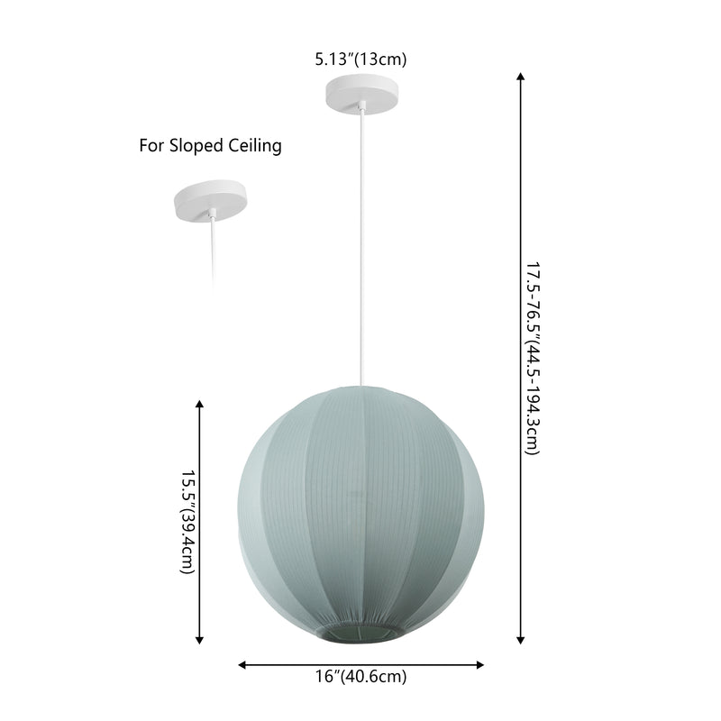 Sia 16" 1-Light Scandinavian Japandi Adjustable Lantern Metal with Ribbed Cocoon Globe Shade LED Pendant