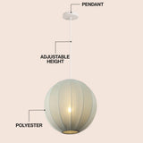 Sia 16" 1-Light Scandinavian Japandi Adjustable Lantern Metal with Ribbed Cocoon Globe Shade LED Pendant